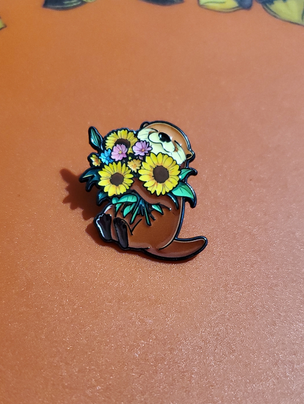 Otter Sunflower Enamel Pin